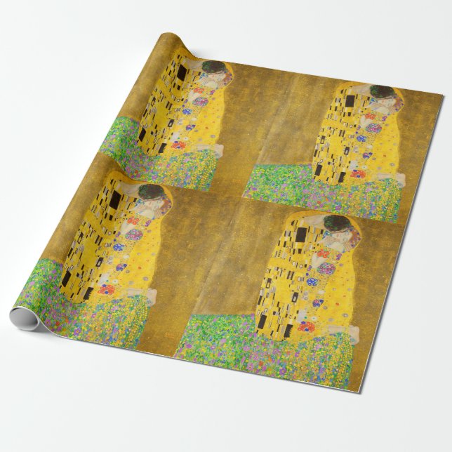 Gustav Klimt, Kiss Fine Art Presentpapper (Utrullad)