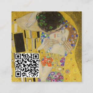 Gustav Klimt - Kiss - QR-kod Fyrkantigt Visitkort