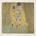 Gustav Klimt, Kiss Sjal<br><div class="desc">Scarf med Gustav Klimt konsmålning kallad "Kiss". "Kismålningen" är en målning med en man och kvinnor i en kyss på en faux guld och grönt bakgrund. Anpassade.</div>