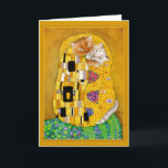 Gustav Klimt Kiss Söta katthälsa med hälsningskort Kort<br><div class="desc">Det här är en sked Gustav Klimts målning som kallas "The Kiss".  Eftersom min version har katter heter den "Cat Kisses".  Du kan ändra meddelandet inuti om du vill,  eller färg i ram på omslaget.  Den här bilden finns också på andra produkter i min Zazzle-butik.</div>