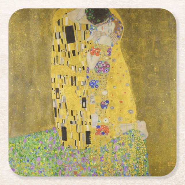 Gustav Klimt - Kiss Underlägg Papper Kvadrat (Framsidan)