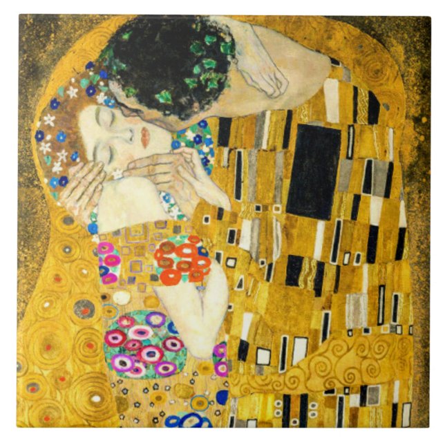 Gustav Klimt Kiss / Valentine's Day Romantic Art Kakelplatta (Framsidan)