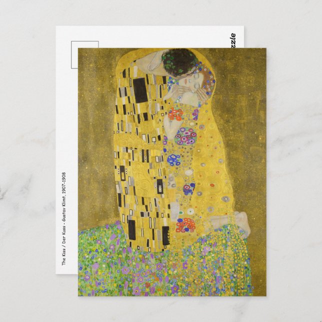 Gustav Klimt - Kiss Vykort (Fram/baksida)