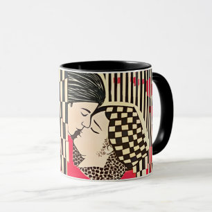 Gustav Klimt Kiss x Bauhaus optisk illusion Mugg