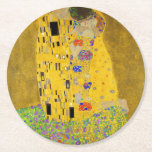 Gustav Klimt Kiss Zazzle Underlägg Papper Rund<br><div class="desc">Kisen målad av Gustav Klimt.</div>