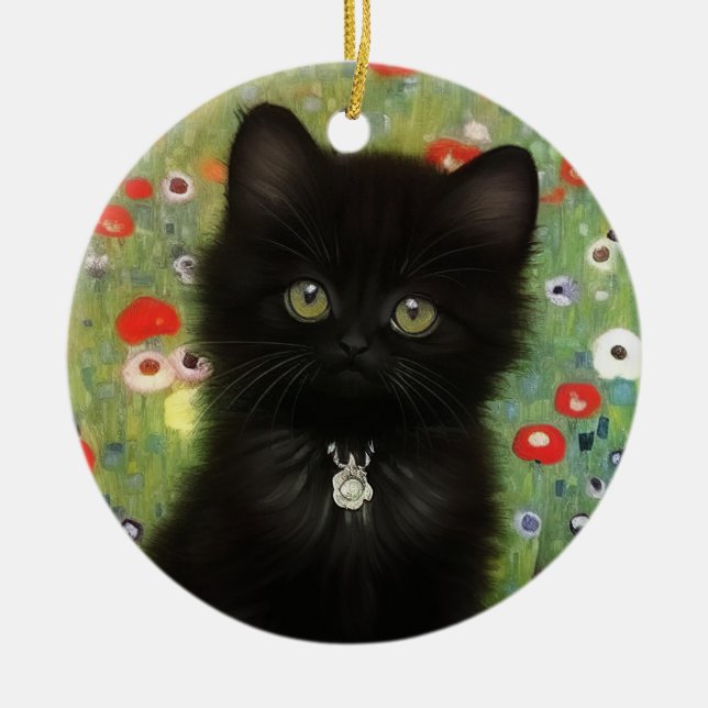 Gustav Klimt Kitten Julgransprydnad Keramik (Framsidan)