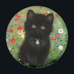 Gustav Klimt Kitten Magnet<br><div class="desc">Magnet med en Gustav Klimt-kattunge! Det svarta kattunge bär en silver och sitter i en fält av rött,  blått,  vitt och gula blommor. En underbar gåva till kattälskare och österrikiska konstentusiaster!</div>