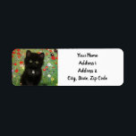 Gustav Klimt Kitten Returadress Etikett<br><div class="desc">Returetiketter med en Gustav Klimt-kattunge! Det svarta kattunge bär en silver och sitter i en fält av rött,  blått,  vitt och gula blommor. En underbar gåva till kattälskare och österrikiska konstentusiaster!</div>