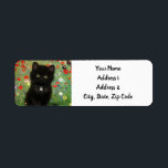 Gustav Klimt Kitten Returadress Etikett<br><div class="desc">Returetiketter med en Gustav Klimt-kattunge! Det svarta kattunge bär en silver och sitter i en fält av rött,  blått,  vitt och gula blommor. En underbar gåva till kattälskare och österrikiska konstentusiaster!</div>