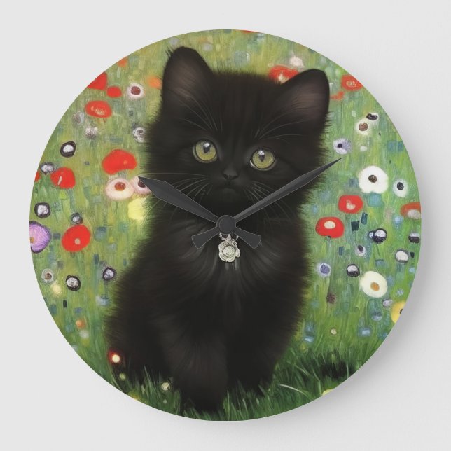 Gustav Klimt Kitten Stor Klocka (Framsida)