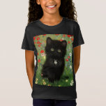 Gustav Klimt Kitten T Shirt<br><div class="desc">T-Shirt med en Gustav Klimt kitten! Det svarta kattunge bär en silver och sitter i en fält av rött,  blått,  vitt och gula blommor. En underbar gåva till kattälskare och österrikiska konstentusiaster!</div>