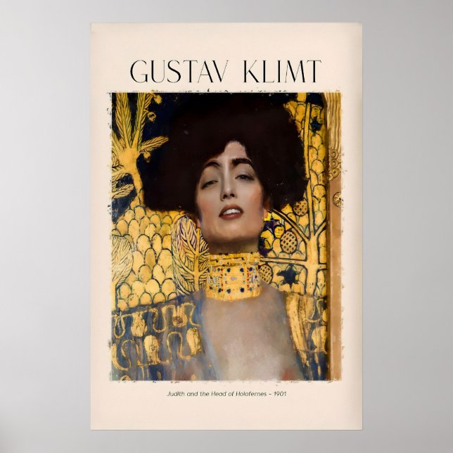 Gustav Klimt konsttryck - Judith och Holofernes ko Poster (Framsidan)