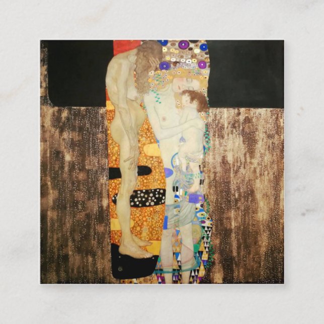 Gustav Klimt - Kvinnans tre ålder Fyrkantigt Visitkort (Framsida)