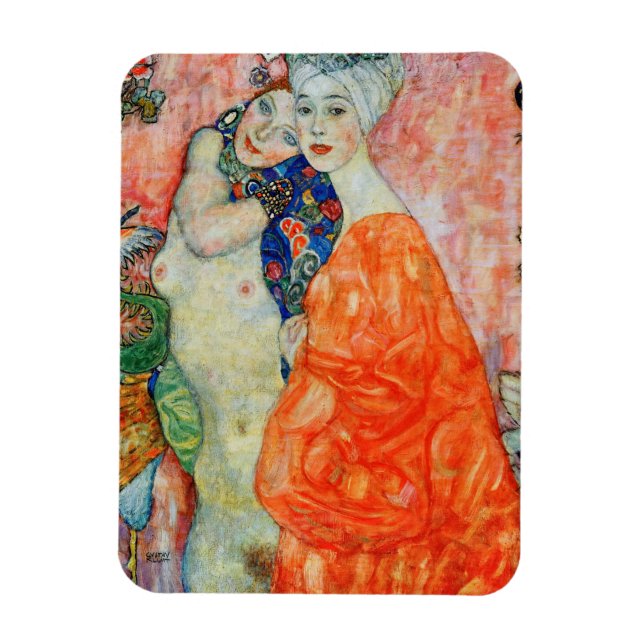 Gustav Klimt - Kvinnliga vänner Magnet (Vertikal)
