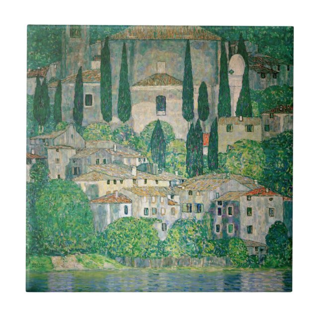 Gustav Klimt - Kyrka i Kassone Kakelplatta (Framsidan)