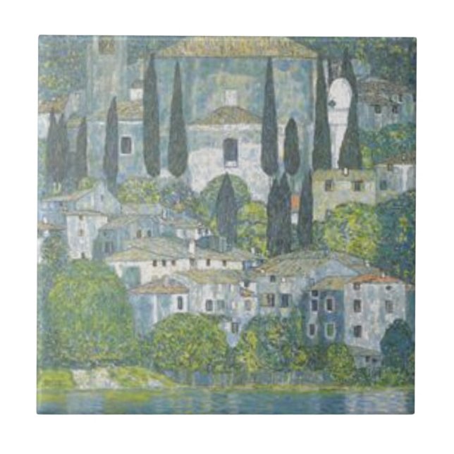 Gustav Klimt - kyrktaga i Cassone konstarbete Kakelplatta (Framsidan)