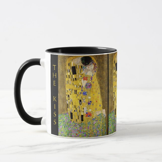 Gustav Klimt – Kyssen – Anpassad text Mugg (Vänster)