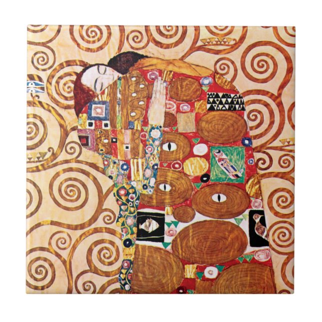 Gustav Klimt - Kyssen - Finsk Konst-målning Kakelplatta (Framsidan)