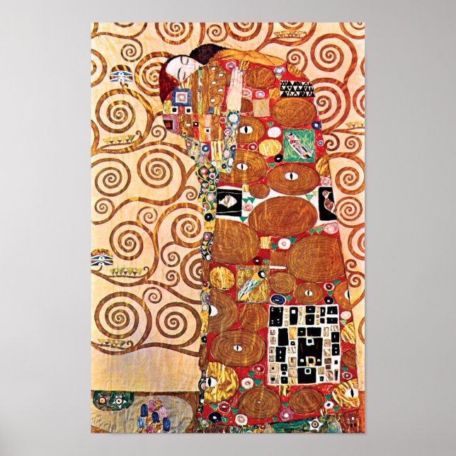 Gustav Klimt - Kyssen - Finsk Konst-målning Poster (Framsidan)