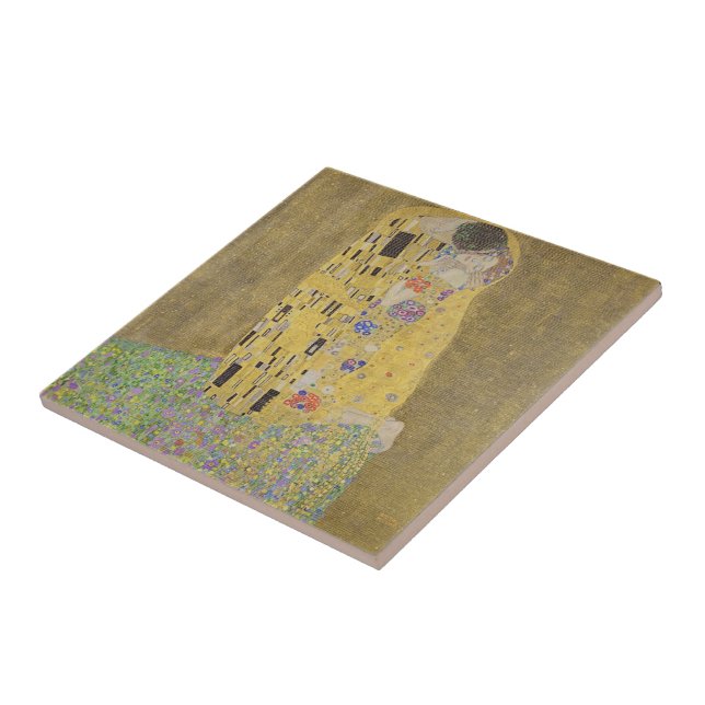 Gustav Klimt Kyssen Fint Keramiskt Kakel (Sidan)