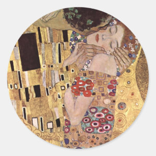 Gustav Klimt ~ kyssen Runt Klistermärke