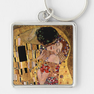 Gustav Klimt: Kyssen (specificera), Fyrkantig Silverfärgad Nyckelring
