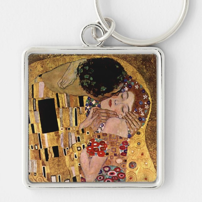Gustav Klimt: Kyssen (specificera), Fyrkantig Silverfärgad Nyckelring (Framsidan)
