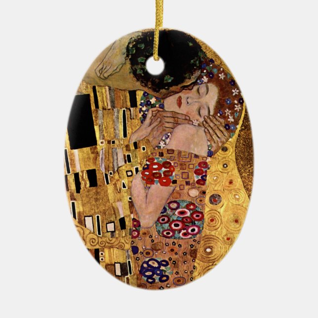 Gustav Klimt: Kyssen (specificera), Julgransprydnad Keramik (Framsidan)