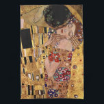 Gustav Klimt: Kyssen (specificera), Kökshandduk<br><div class="desc">En härlig klassikerkökshandduk som presenterar en romantiker,  kopplar ihop att dela en kyss som målas av den österrikiska symbolistmålare Gustav Klimt.</div>