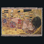 Gustav Klimt: Kyssen (specificera), Mysfilt<br><div class="desc">En charmig klassikerkastfilt som presenterar en romantiker,  kopplar ihop att dela en kyss som målas av den österrikiska symbolistmålare Gustav Klimt.</div>