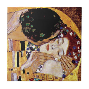 Gustav Klimt - Kyssen - Vintage Art Nouveau Kakelplatta