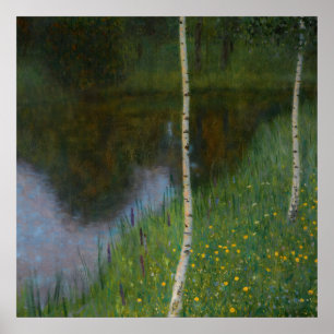 Gustav Klimt - Lakeshore med fåglar Poster