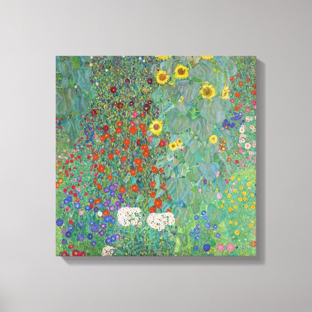 Gustav Klimt - Land Garden med solblommor Canvastryck (Framsida)