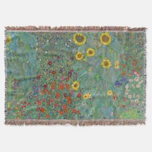 Gustav Klimt - Land Garden med solblommor Filt