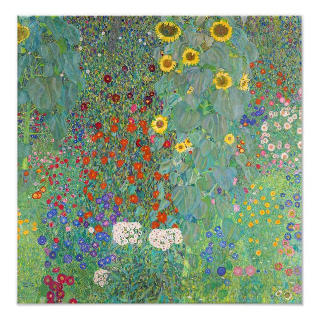Gustav Klimt - Land Garden med solblommor Fototryck (Framsidan)