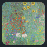 Gustav Klimt - Land Garden med solblommor Fyrkantigt Klistermärke<br><div class="desc">Land Garden med solblommor/lantgårdsträdgård med solblommor - Gustav Klimt 1905-1906</div>