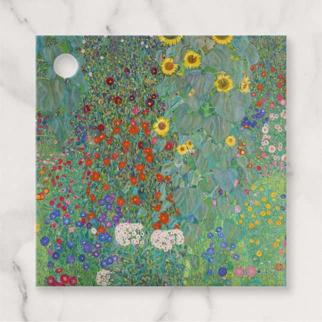 Gustav Klimt - Land Garden med solblommor Gåvor Etiketter (Framsida)