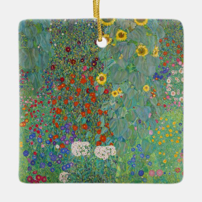 Gustav Klimt - Land Garden med solblommor Julgransprydnad Keramik (Framsida)