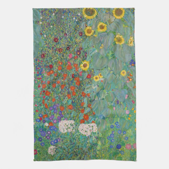 Gustav Klimt - Land Garden med solblommor Kökshandduk (Vertikal)