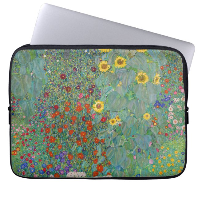 Gustav Klimt - Land Garden med solblommor Laptop Fodral (Framsidan)