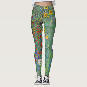 Gustav Klimt - Land Garden med solblommor Leggings