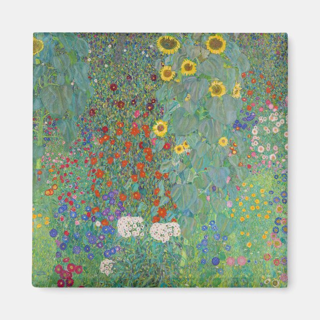 Gustav Klimt - Land Garden med solblommor Magnet (Framsidan)