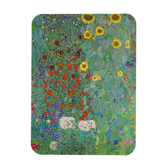 Gustav Klimt - Land Garden med solblommor Magnet (Vertikal)