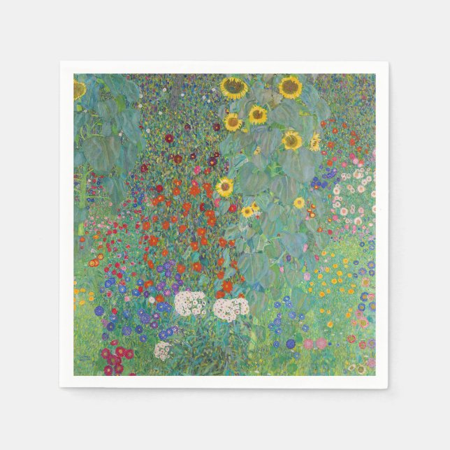 Gustav Klimt - Land Garden med solblommor Pappersservett (Framsidan)