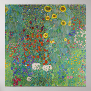 Gustav Klimt - Land Garden med solblommor Poster