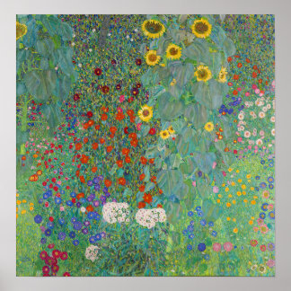 Gustav Klimt - Land Garden med solblommor Poster