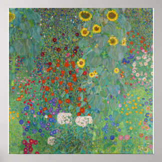 Gustav Klimt - Land Garden med solblommor Poster