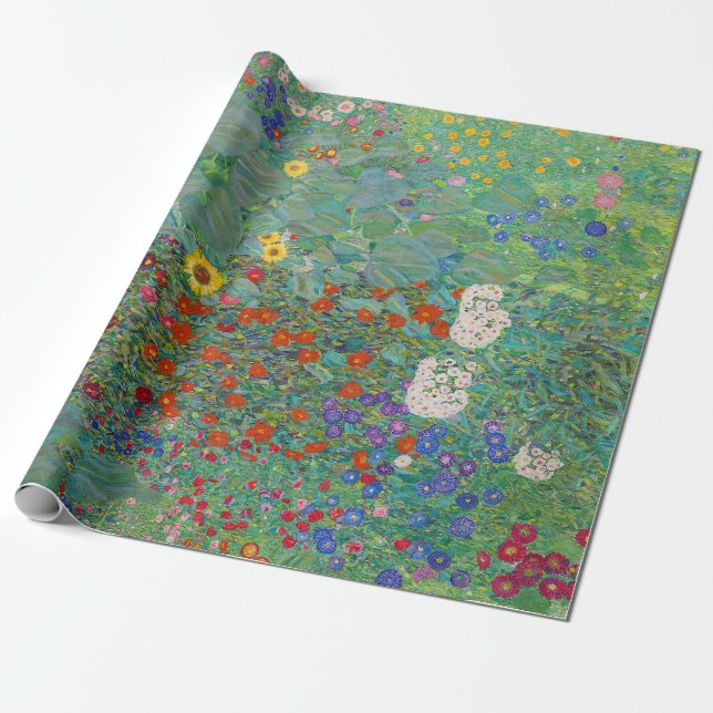 Gustav Klimt - Land Garden med solblommor Presentpapper (Utrullad)