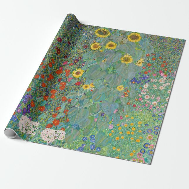 Gustav Klimt - Land Garden med solblommor Presentpapper (Utrullad)