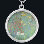 Gustav Klimt - Land Garden med solblommor Silverpläterat Halsband<br><div class="desc">Land Garden med solblommor/lantgårdsträdgård med solblommor - Gustav Klimt 1905-1906</div>